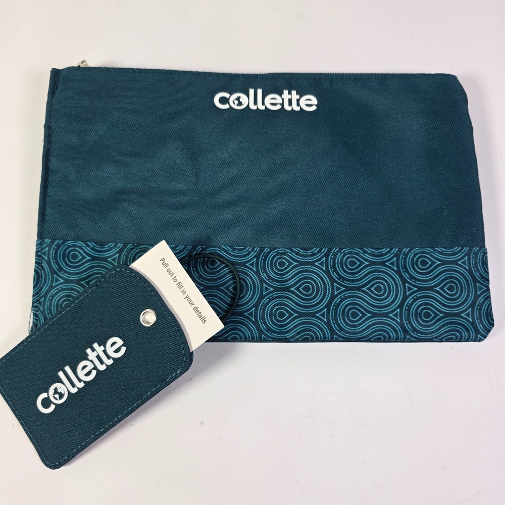 Collette Travel Organizer Pouch & Luggage ID Tag Recycled Zip Case 10.5×7