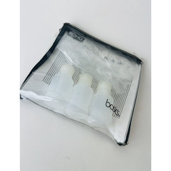Basic SOHO Bath Essential Travel Clear Bag 8×4.5 Inch With 3 Empty Bottle