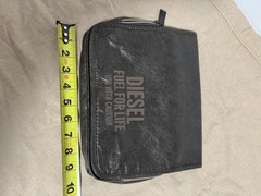 Diesel Fuel For Life Dark Brown Travel Toiletry Bag Fold-Out Organizer Zip Pouch