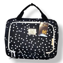 Bang & Carsen Hanging Toiletry Bag Black White Polka Dot Travel Organizer Case