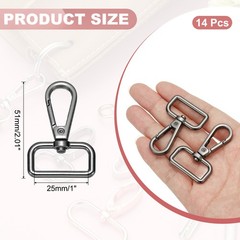 For 14pcs Lobster Ball Hooks 1&Prime; Square Key Ring, Black