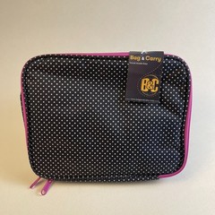 Bag & Carry Hanging Travel Toiletry Jewelry Organizer Black Tiny Polka Dot NWT