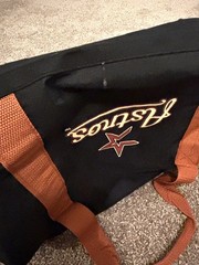 Vintage Houston Astros Small Duffel Bag: Zipper, Hand, Shoulder Straps Red/Black