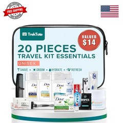 20 Piece Unisex Travel Hygiene Kit with Toiletries & Personal Care Essentials…