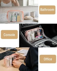 Pink TSA Approved Clear Toiletry Bag – Waterproof Travel Pouch 6.6&Prime;x2.3&Prime;x4.7&Prime;