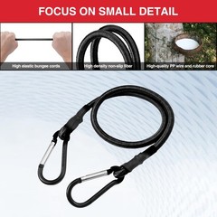 WORKPRO 24 Inch Bungee Cords with Hooks, 4 Pack Superior Rubber 24&Prime;, Black