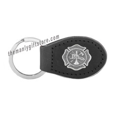 MALTESE CROSS Fireman Zep-Pro Leather Concho Key Fob black keychain