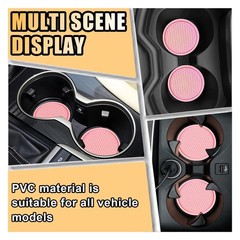 4PCS Car Cup Holder Coaster, 2.7 Inch Honeycomb Non-Slip Pink