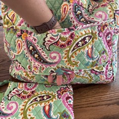 Retired Print Vera Bradley Tutti Fruity Large Tote + Make Up Bag