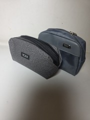 TUMI for Delta Small Personal Toiletries Travel Bag Zip Up Gray & Black Bundle