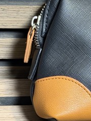BRIC’S x Qatar Airways Amenity Bag Black Tan Leather Travel Case by Formia NEW