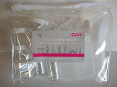 CVS 15-Piece Travel Kit Carry-On Size Clear/White Bag Bottles Jars Toothbrush…