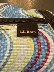 LL BEAN Personal Organizer Toiletry Bag Large Blue Green Wave Pattern Travel EUC