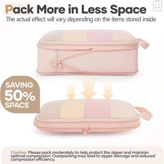 9-Piece Compression Packing Cubes Set – Space-Saving Travel Organizers in Beige