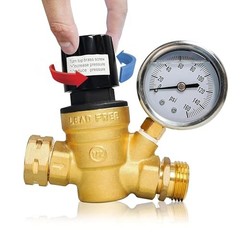RV Water Pressure Regulator, Adjustable Handle Brass Handwheel Adjustable