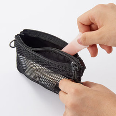 MUJI polyester double zipper case S Black Approx. 10 x 13.5 cm
