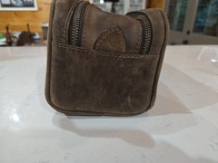 Aaron Leather Goods 10&Prime; Leather Toiletry Bag Dark Brown Vendimia Estilo DBL Zip