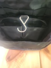 New Black Leather Hanging Travel/toiletry Bag 10 X 10 Inches With Metal Hooks