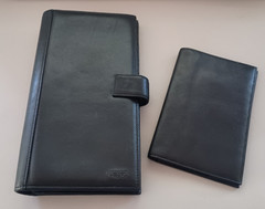 Lot of 2 TUMI Travel Wallet Organizers Passports Credit Cards Black Leather