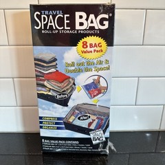 NEW Original Space Bag Travel Compression Seal Roll Up Storage Bags 8 Value Pack