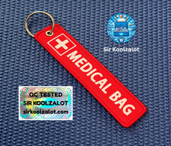 Medical Bag Tag (Fabric, Embroiled, Double Sided) for Medicine Travel Cooler