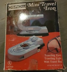 Vintage Osrow Tourist Mini-Iron 120 or 240 V SD-02T-L Blue Travel Iron. Open box