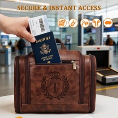 Personalized Leather Travel Toiletry Bag – Waterproof Dopp Kit for Men, Easter &
