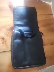 New Black Leather Hanging Travel/toiletry Bag 10 X 10 Inches With Metal Hooks