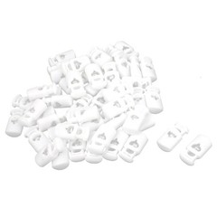 White Plastic Single Hole 5mm Dia Spring Clip Tent Cord Locks Fastener 50 Pcs