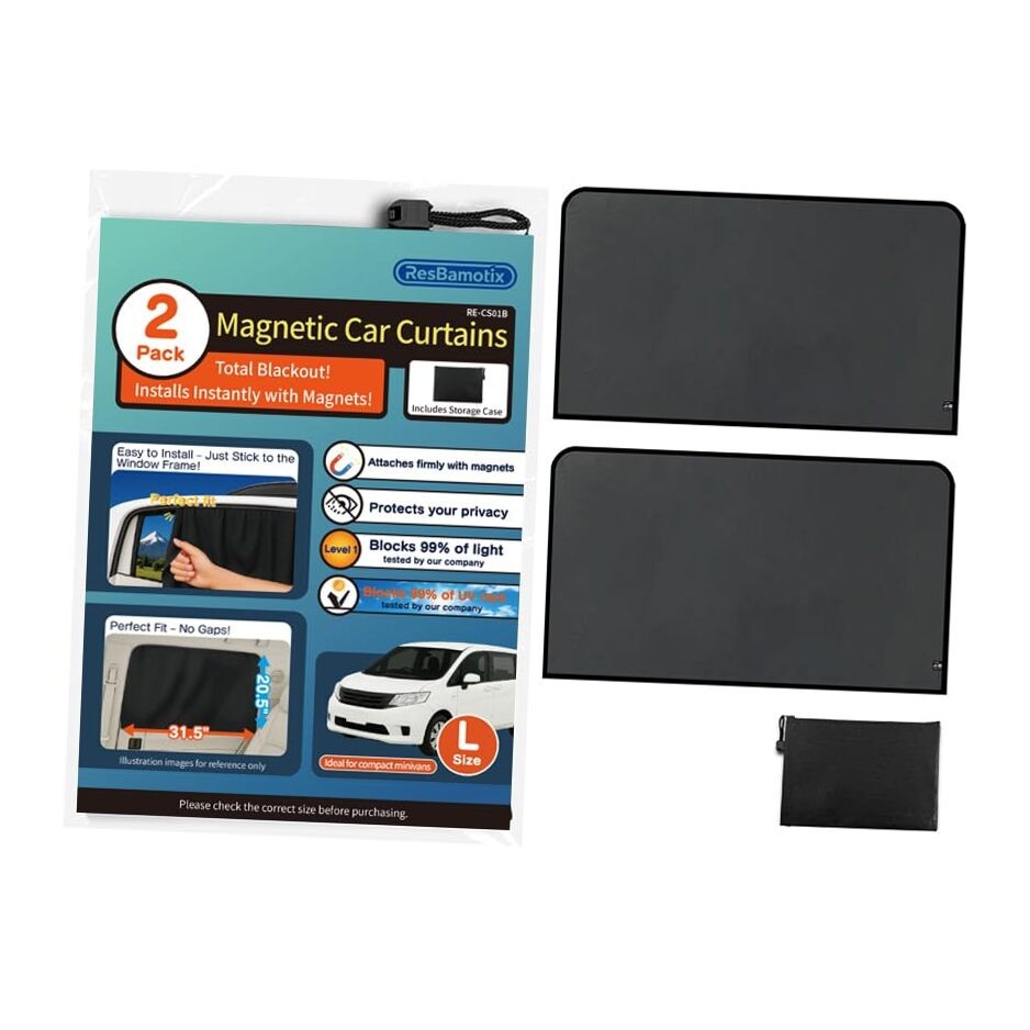 Magnetic Car Side Window Sun Shade, 2 Pack, Large（31.5&Prime;L x 20.5&Prime;W）x 2pcs Black