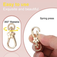 4pcs for Metal Flower Emery Hooks with Spring Ring, Light Gold