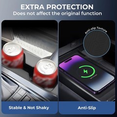 KATORN Cup Holder Insert & Wireless Charging Protective Mat for Toyota Black