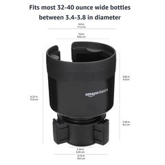 Amazon Basics Car Cup Holder Expander with Adjustable 3.4 to 3.8 in, black