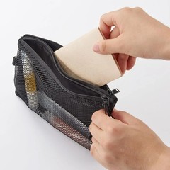 MUJI polyester double zipper case M Approx. 13.5 x 19cm Black