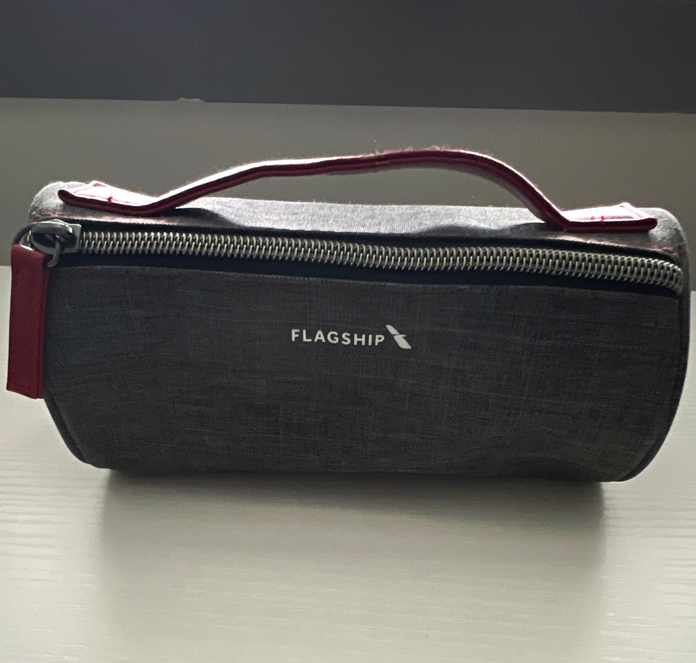 American Airlines Flagship Gray Zip Travel Amenity Kit Pouch w/ 5 items included