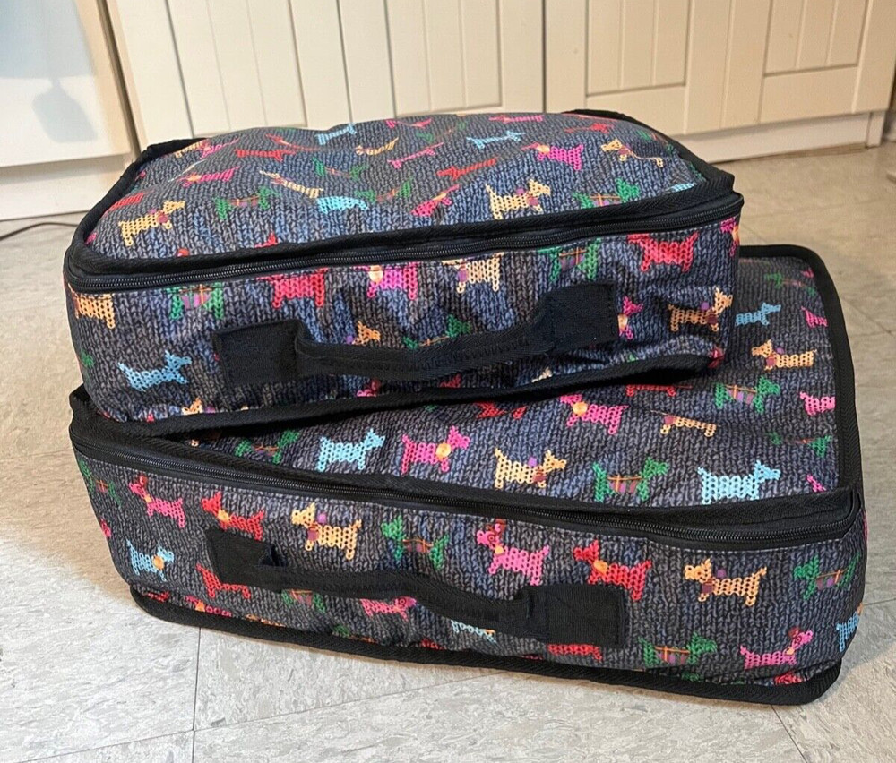 Colorful Terrier Dog Pattern Nylon Zipper Travel Packing Cubes 2 Piece Set