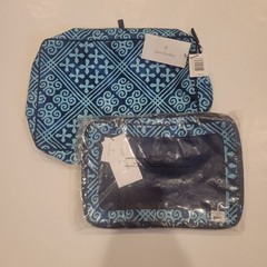 Vera Bradley NWT Cuban Tiles Packing Cubes Set of 3 Mesh Tops Travel Cosmetics
