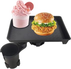 Black Silicone Car Cup Holder Expander Tray – Console Storage Organizer