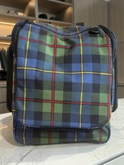 L.L. Bean Personal Organizer Toiletry Bag Hanging Travel Kit Blue Plaid
