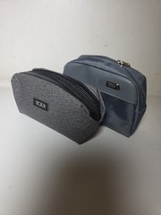TUMI for Delta Small Personal Toiletries Travel Bag Zip Up Gray & Black Bundle