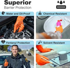 100 Raxwell Orange Nitrile Gloves 8.5 Mil Powder-Free Puncture-Resistant XLarge