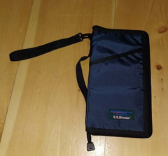 L.L. Bean Travel Wallet ID Passport Document Organizer With Wrist Strap & Zipper