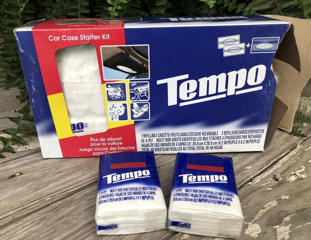 Tempo Car Case Starter Kit Sunvisor Tissue Holder With 2 Refills + 2 Mini Packs