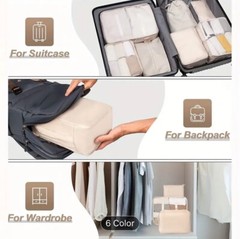 7 Piece Set Packing Cubes Travel Luggage Organizers with Laundry Bag NEW