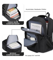 Travel Backpack Water Resistant School Laptop Bookbag Black abshoo