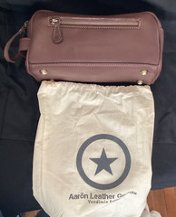 Aaron Leather Goods 10&Prime; Full Grain Leather Toiletry Bag Vegan Brown WB09 New