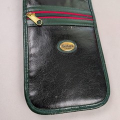 Tie Rack London Vintage Black Faux Leather Travel Tie Case Organizer Green Trim