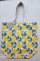 Boho Living Eco Friendly Reusable Lemon Leaves Tote Bag – 20&Prime; x 19&Prime; x 9&Prime; in