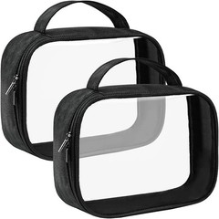 2 Pack TSA Approved Clear Toiletry Bags with Handle Quart Size Travel Pouche New