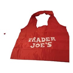 Trader Joe&rsquo;s Red Foldable Reusable Shopping Tote Grocery Bag Mini Pouch Logo